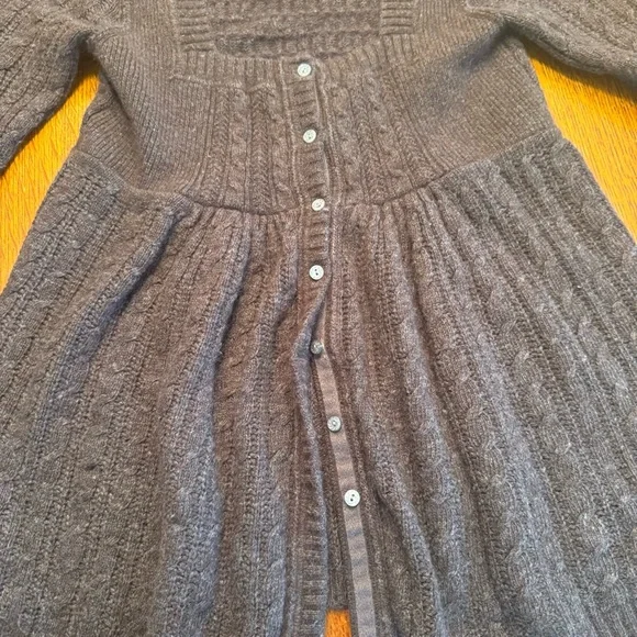 Abercrombie & Fitch Women's Brown Babydoll Cardigan, A&F Cable Knit Y2K - Picture 5 of 8